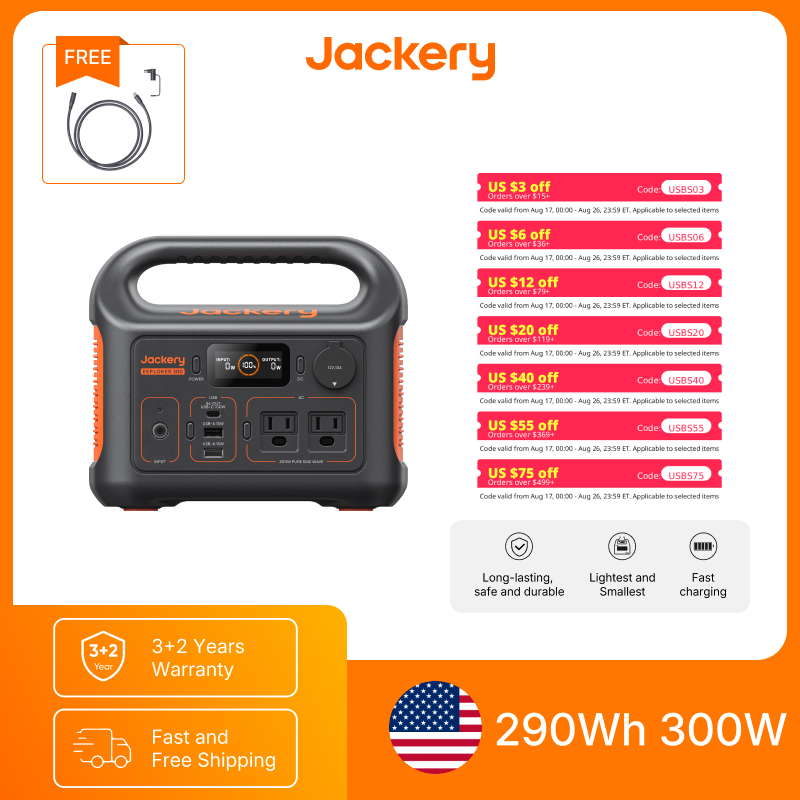 Solar Emergency Charger - Station d'alimentation portable Jackery Explorer 300New